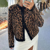 Leopard Print Knitted Cardigan-Outfit