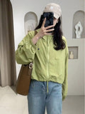 Sunscreen Coat Female Summer Thin Coat Female Short Short Man 2024 New Loose Joker Hooded Casual Top-Outfit