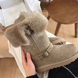 Boots Fur One Snow Boots Women's 2025 New Thick Bottom Women's High-Heeled Winter Thick Cotton
