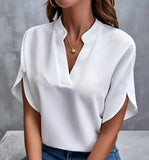 Summer New V-Neck Shirt Women Solid Color Casual Buffet