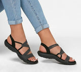 Women 2022 Summer Comfort Soft Sole Flat Beach Shoes elastic fabric Casual Wedges Sandals Womens Closed Toe