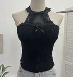 Real Shot With Chest Pad Hanging Neck Lace Sexy Sling Vest Short Babes Bottom Sleeveless Top