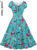60s Women Dresses Summer 2022 V Neck Floral Print Boho Beach Dress Boho Short Sleeve A Line Midi Dress Wrap Sundress