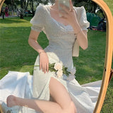 2022 Summer Women’s Dresses Floral A-Line Dress Sweet Elegant Femme V-neck Short Dress for Lady Chic Flowers Mini