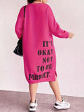 Large-Size Women's Autumn And Winter Fashionable Letter Printed Long-Sleeved Loose Casual Straight Sweater