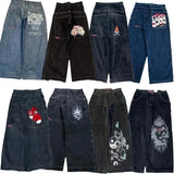 Y2K Baggy Jeans Men's Pattern Hip-Hop Street Harajuku Men's Wide-Legged