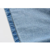 Denim Dress Vintage Doll Collar Button Puff Short Sleeve High Waist Casual Fashion Baggy Short Skirt Ladies
