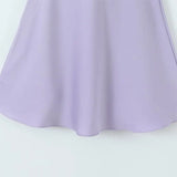 Purple Back Tie-Up Floral Embroidery Mini Dress-Outfit