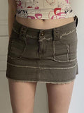 2022 Y2K Vintage Harajuku Cute Mini Skirts Women Pockets Straight Tassel Jeans Casual Basic Denim Korean Pencil