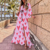 Gorgeous Printing Dress Plus SizeWomen Casual Elastic Waist Long Party Dress 2022 Summer Loose Slit Beach Dress