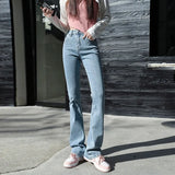 Flared Jeans Femme Street Low Waist Horn Pants Japanese Brown Elastic Korean Fashion Casual Cotton Y2k Women