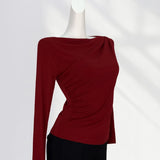 Zingj Temperament Money A Word Shoulder T Shirt Female Early Spring New Women's Pure To Show The Shoulder Inside The Long Sleeve Bottom Shirt Delicate