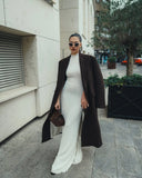 Knitted Turtleneck Pleated Tank Maxi Dress- Outfit