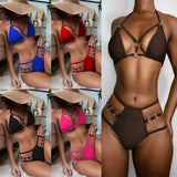 Zingj Single Swimming Dress 2023 Solid Color Bikini Ladies Split Sway Triangle Steel Ring Bikini