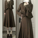 Zingj 2024 New Student Temperament, Blazer, Tie, Shirt, Pleated Skirt, Three-Piece Set-Outfit