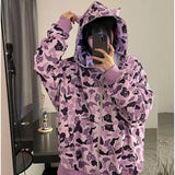 Women's Fashion Camouflage Sweatshirts Couples Wear Casual Men's Demon Zip Up Hoodie Jacket Spring Summer Autumn Y2K
