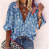 Women Long Sleeve Loose Casual Buttons Printing T-Shirts Turn Down Collor Basic Spring Autumn Oversized