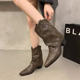Rivet High-Cube Trouser Boots French Women's Boots With Western Cowboy Boots Knight Boots Small Long