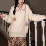 Mink Hair Polo Neck Sweater Women 2024 Autumn And Winter Loose Lazy College Style Soft Waxy Fashion Niche Knitted