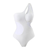 2024 New Solid-Color One-Shoulder Sexy Hollow One-Pack Swimsuit Bikini