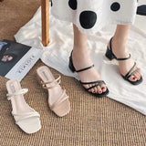 Fine Sandals Female Fairy Wind 2025 New Medium Heds Slippers Women Wear Coarse Heel With Women's