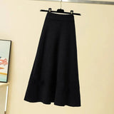 Zingj Women Winter Patchwork Long Sleeve Knitted Tops + Asymmetric Skirt 2 Piece Suit Female Party Elegant Two Piece Set 102-1-Outfit