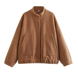 New Loose Casual Coat Street Standing Collar Dark Button Coat Casual Jacket