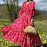 Autumn 2025 New Women's Fashion Print Bohemian Holiday Long