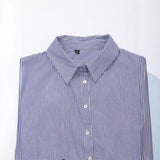 Women's Summer New Fashion Hollowed-Out Embroidered Striped Shirt