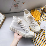 New Female Summer New Student Korean Version of Harajuku Style Breathable All-match Sneakers Tide All White Canvas