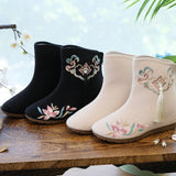 Zingj Boots Cotton Embroidered Tassel Women Cloth Shoes With Hanfu Shoes Winter Clip Cotton And Velvet Cotton Shoes Women's Shoes High