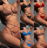Zingj New Bikini Outer Single Swimsuit Split Women's Swimsuit Solid Color Strap Sexy Bikini