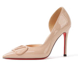 Summer Fashion Single Shoe Buckle High Heel Fine Patent Leather V Buckle Metal Fastener Fine Heel Sandals Fashion