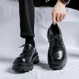 Zingj Shoes Male Business Dress Big Head Senior Sense British Wind Thick Sole Increased Wedding Groom Derby Shoes