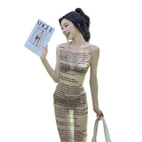 Summer New Women's Fashion Sexy Yi Mengling With The Same Hot Girl Screen Print Long