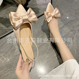 Women's Shoes 2025 Summer New European Silk Bow Tip Simple Two-Wear Side Heel New Trend