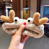 Face Hair Holder Hairbands Soft Warm Coral Fleece Bow Animal Ears Headband For Women Girls Turban Fashion Hair