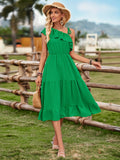 Summer Leisure Clear New Women's Single Shoulder Solid Color Flounce Waist