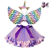 Girl Unicorn Skirt Colorful Fluffy TUTU Skirt Free Headwear Cute Rainbow Skirts Baby Pettiskirt Underskirt