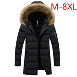 Autumn and Winter Plus Velvet Big Cotton Jacket Men's Mid-Length Hooded Cotton Jacket Tide Warm Cotton Jacket