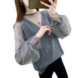Zingj Spring Autumn New Sweater Women Inside And Outside The Fashion Jacket Hollow Lace Thin Bottom Shirt Women-Outfit