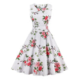 60s Vintage Dress Rockabilly Swing Feminino Women Retro Slim Fit Gowns Flamingo Floral Print Party Vestidos Black