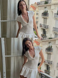 Short Sleeve Collar Ribbed MIni Dress-Outfit