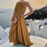 Spot 2025 Summer New Women's Wear Temperament Fashion Pure Color Loose One-Shoulder Long