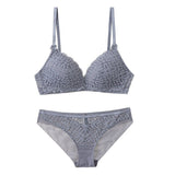 Sexy Lace 3/4 Cup Bra Sets For Women Wireless Thin Cotton Breathable Comfortable Underwear Solid color Lingerie