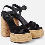 Red-Soled Summer Cursive High-Heeled Sandals Round Head Waterproof Table High Heel Sandals Roman Strap High Heel Sandals