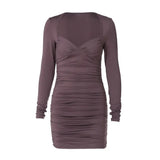 Women Sexy Autumn Long Sleeve V Neck Bodycon Party Club Mini Dress 2021 Fall Wholesale Clothes Dropshipping