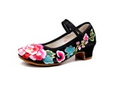 Zingj Heel Single Shoes Spring And Summer New Thick Heel Women's Shoes Cheongsam Embroidered Shoes Mary Jane Retro National Style High Heel National Style