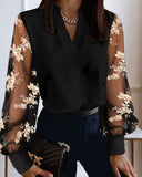 Zingj Hot Style Autumn And Winter New Fashion V Neck Lace Long Sleeve Shirt Shirt Women's