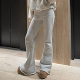 Fashion Trend Pure Color Spicy Girls Low Waist Hip Base Wide Leg Leisure Trumpet Trousers 2024 New